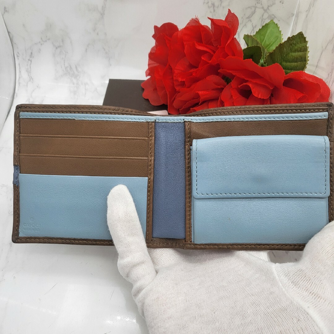 極美品】 GUCCI グッチ シマ 2つ折り財布 財布 GG マルチカラー 極美品】 GUCCI グッチ シマ 2つ折り財布 財布 GG マルチカラー