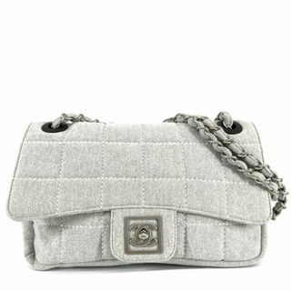 シャネル(CHANEL)の【限定価格】CHANEL シャネル ショルダーバッグ スポーツライン チョコバー ダブルチェーン ココマーク 肩掛け Chocolate Bar ココ 鞄 かばん  コットンジャージー   グレー シルバー金具 レディース【中古品】(ショルダーバッグ)