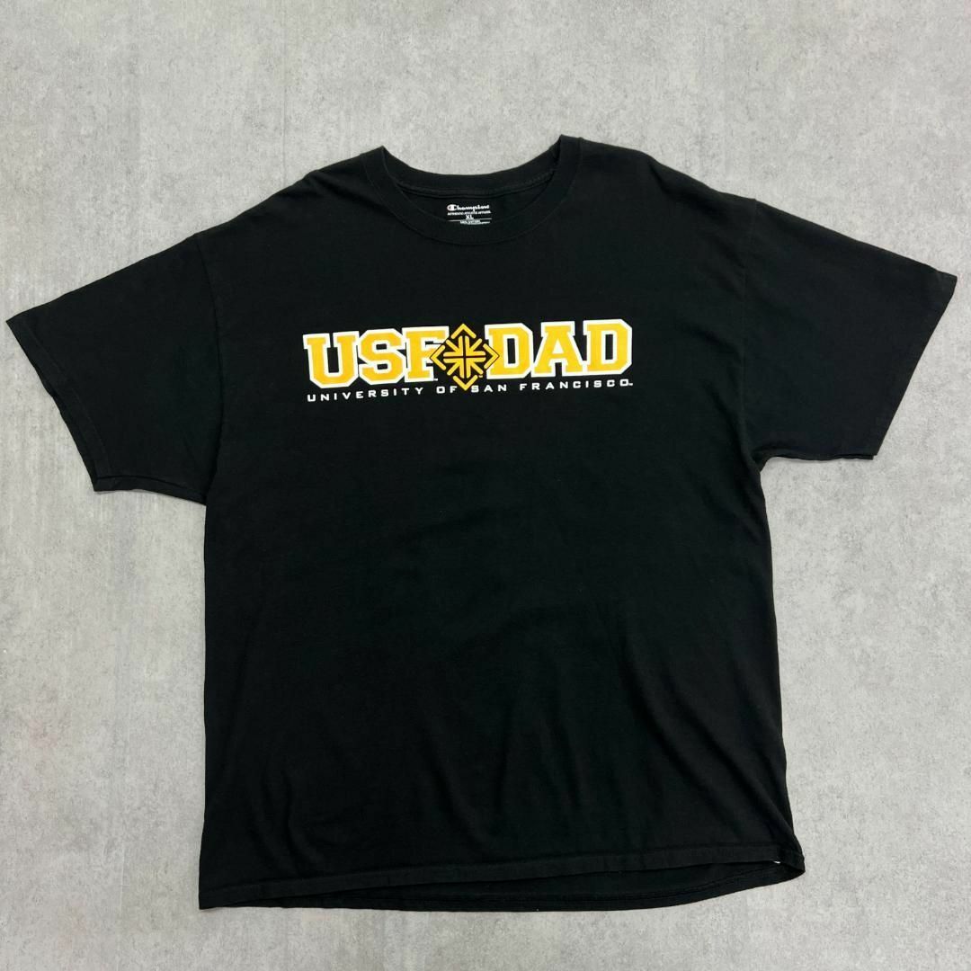 Champion(チャンピオン)のチャンピオン　カレッジ　プリント　USF DAD　Tシャツ　古着　ブラック　XL メンズのトップス(Tシャツ/カットソー(半袖/袖なし))の商品写真