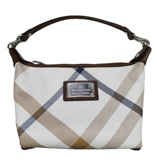 バーバリーブルーレーベル(BURBERRY BLUE LABEL)のバーバリーブルーレーベル BURBERRY BLUE LABEL バッグ レディース ブランド ハンドバッグ ポーチ チェック ナイロン コットン レザー ホワイト ブラウン 小さめ【中古】(ハンドバッグ)