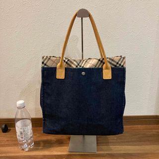 Burberry バーバリー デニムキャンパス×レザー トートバッグ ナイロン