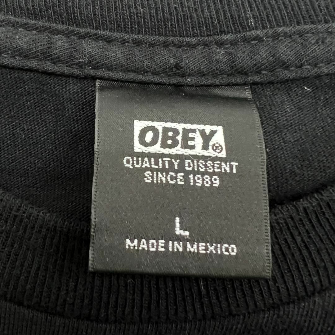 OBEY(オベイ)のOBEY　オベイ　プリントTシャツ　半袖Tシャツ　古着　ブラック　L メンズのトップス(Tシャツ/カットソー(半袖/袖なし))の商品写真