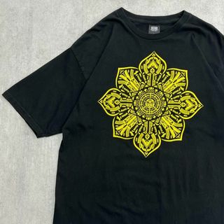 オベイ(OBEY)のOBEY　オベイ　プリントTシャツ　半袖Tシャツ　古着　ブラック　L(Tシャツ/カットソー(半袖/袖なし))