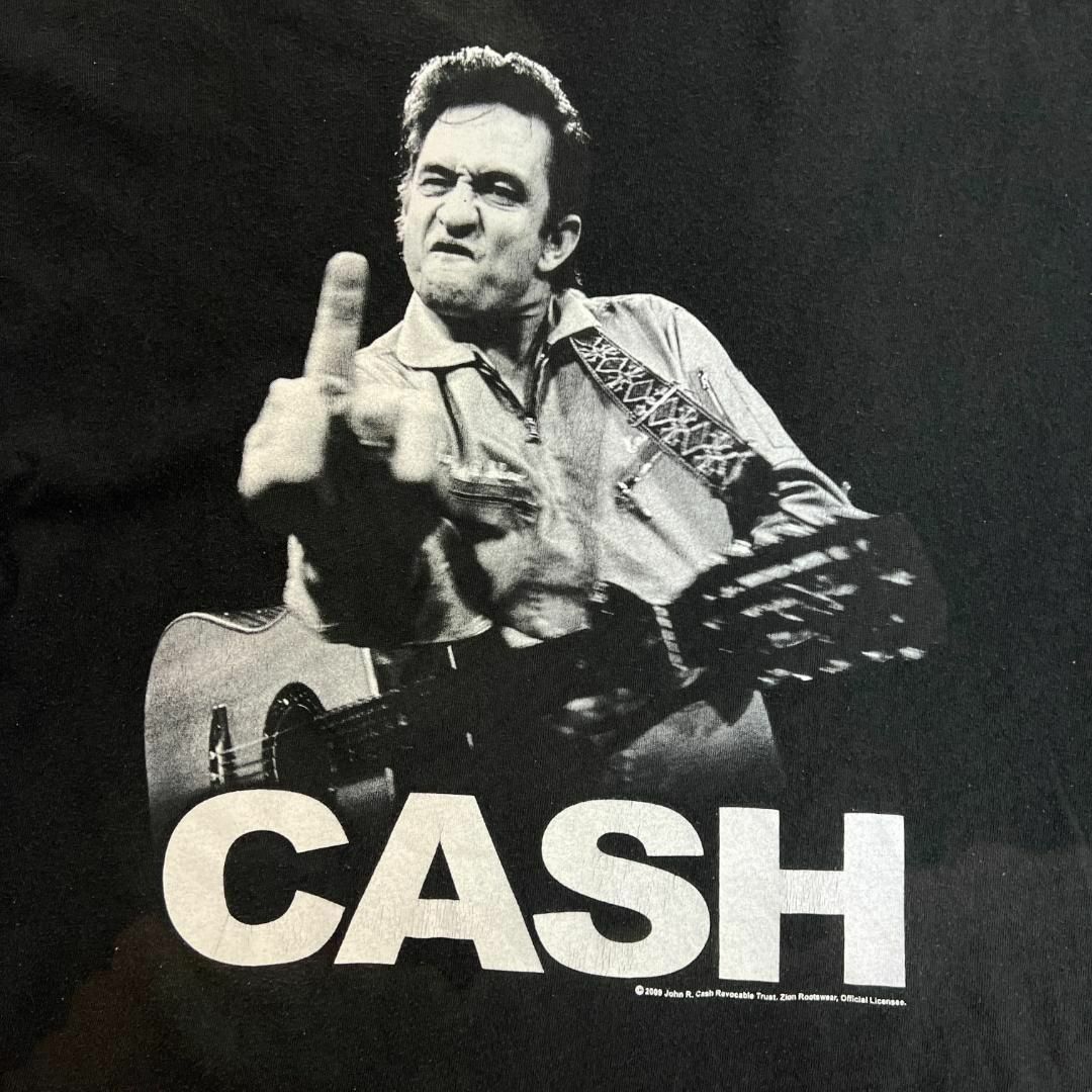 MUSIC TEE(ミュージックティー)の良プリント　ジョニーキャッシュ　カントリー　半袖Tシャツ　古着　ブラック　2XL メンズのトップス(Tシャツ/カットソー(半袖/袖なし))の商品写真