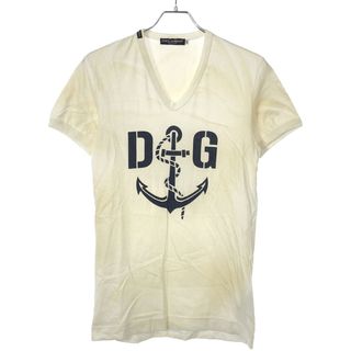 ドルチェアンドガッバーナ(DOLCE&GABBANA)のDOLCE&GABBANA ドルチェ＆ガッバーナ DGアンカープリント ヴィンテージVネックTシャツ ホワイト 44 G8229T/G7120(Tシャツ/カットソー(半袖/袖なし))