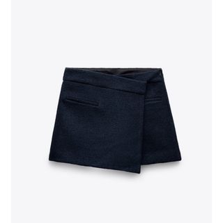 ザラ ZARA テクスチャー アシンメトリー スコート ネイビー スカート