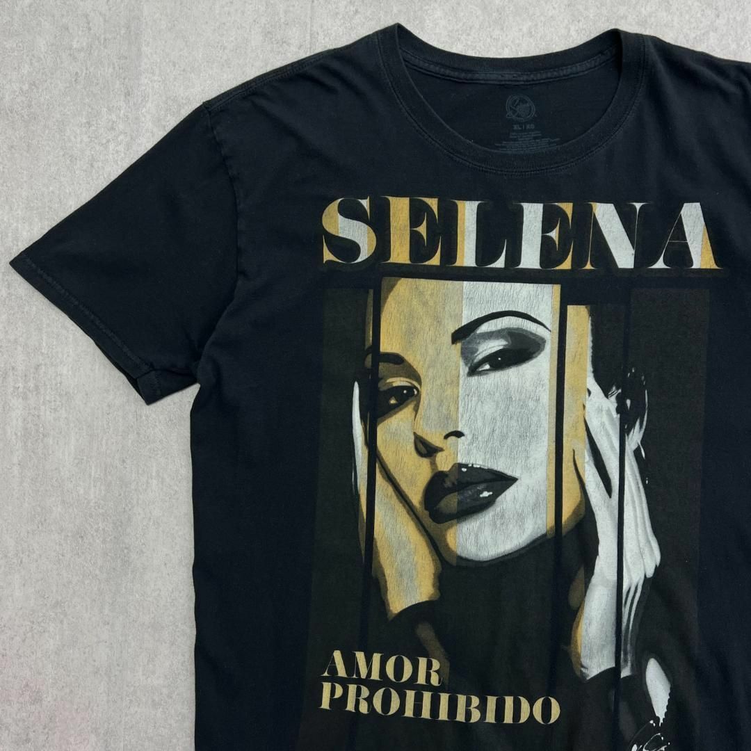 MUSIC TEE(ミュージックティー)の良プリント　SELENA　ビッグプリント　半袖Tシャツ　古着　ブラック　XL メンズのトップス(Tシャツ/カットソー(半袖/袖なし))の商品写真