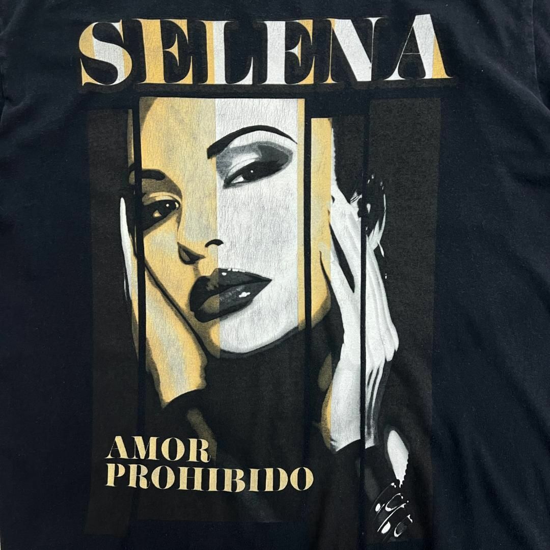 MUSIC TEE(ミュージックティー)の良プリント　SELENA　ビッグプリント　半袖Tシャツ　古着　ブラック　XL メンズのトップス(Tシャツ/カットソー(半袖/袖なし))の商品写真