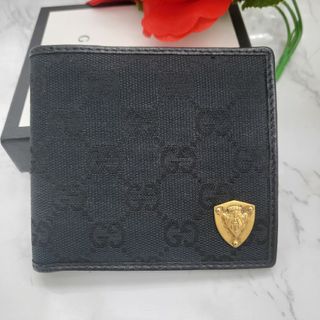 グッチ(Gucci)の【極美品】 GUCCI グッチ キャンバス 2つ折り財布 財布 GG クレスト(折り財布)