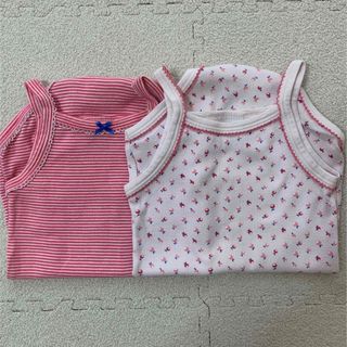 プチバトー(PETIT BATEAU)のPETIT BATEAU 18Mキャミソールロンパース　2枚組(ロンパース)