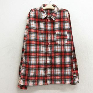 古着 長袖 フランネル シャツ キッズ ボーイズ 子供服 80年代 80s USA製 赤他 レッド チェック 23feb22(シャツ/カットソー)