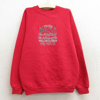 ヘインズ(Hanes)の古着 ヘインズ Hanes 長袖 スウェット キッズ ボーイズ 子供服 00年代 00s BOSS ラグラン クルーネック 赤 レッド 23feb22(シャツ/カットソー)