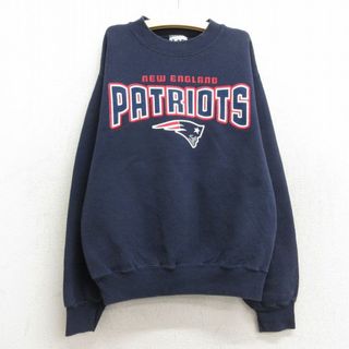 古着 リー Lee 長袖 スウェット キッズ ボーイズ 子供服 00年代 00s NFL ニューイングランドペイトリオッツ クルーネック 紺 ネイビー アメフト スーパーボウル 23feb22