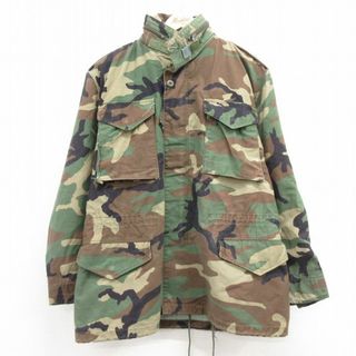 L★古着 長袖 ミリタリー フィールド ジャケット メンズ 90年代 90s M-65 ウッドランドカモ USA製 緑他 グリーン 迷彩 23feb13 中古 アウター フライト(ダッフルコート)