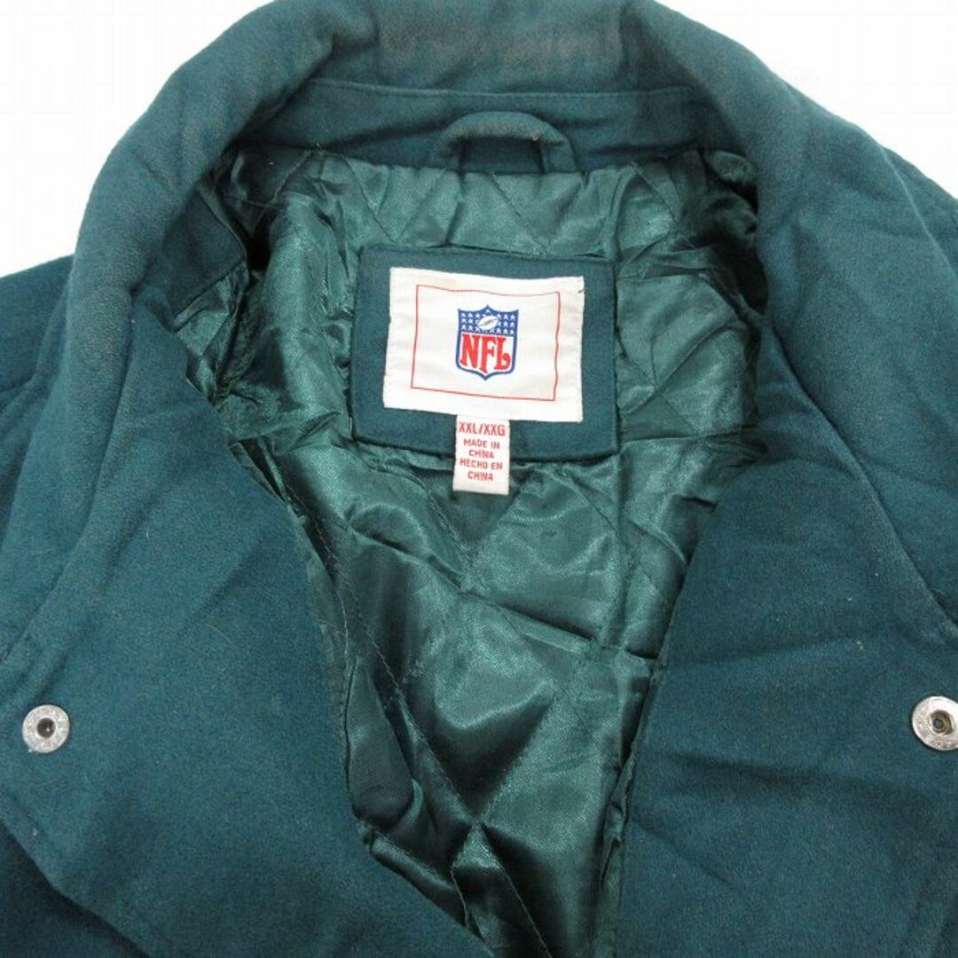 FILA(フィラ)のXL★古着 長袖 スタジャン メンズ 00年代 00s NFL フィラデルフィアイーグルス 大きいサイズ ウール 青緑他 内側キルティング アメフト スーパーボウル 23feb08 中古 アウター ジャンパー ブルゾン メンズのジャケット/アウター(ダッフルコート)の商品写真