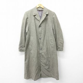 L★古着 長袖 ビンテージ ウール コート メンズ 70年代 70s ロング丈 グレー系他 23feb14 中古 アウター(ダッフルコート)