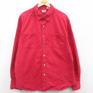 リーバイス(Levi's)のXL★古着 リーバイス Levis 長袖 ブランド シャツ メンズ 大きいサイズ コットン 赤 レッド 23feb25 中古 トップス(シャツ)