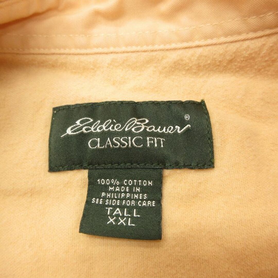 Eddie Bauer(エディーバウアー)のXL★古着 エディーバウアー 長袖 ヘビー フランネル シャツ メンズ 大きいサイズ コットン ロング丈 黄 イエロー 23feb08 中古 トップス メンズのトップス(シャツ)の商品写真