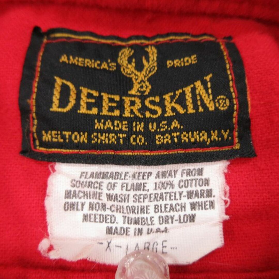 XL★古着 長袖 ヘビー フランネル シャツ メンズ 90年代 90s DEERSKIN 鳥 コットン USA製 赤 レッド 23feb13 中古 トップス メンズのトップス(シャツ)の商品写真