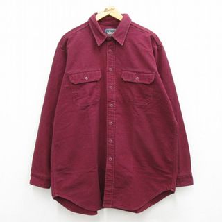 ウールリッチ(WOOLRICH)のXL★古着 ウールリッチ WOOLRICH 長袖 ヘビー フランネル シャツ メンズ 00年代 00s コットン 大きいサイズ ロング丈 エンジ 23feb21 中古 トップス(シャツ)