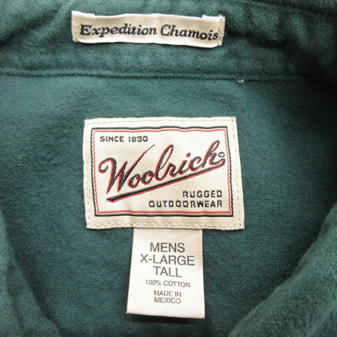 WOOLRICH(ウールリッチ)のXL★古着 ウールリッチ WOOLRICH 長袖 ヘビー フランネル シャツ メンズ 00年代 00s 大きいサイズ ロング丈 コットン 緑 グリーン 23feb16 中古 トップス メンズのトップス(シャツ)の商品写真