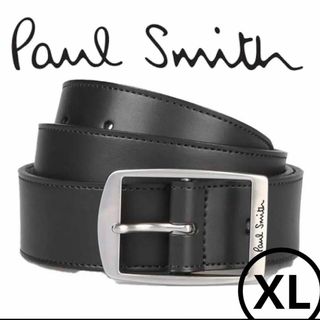 ポールスミス(Paul Smith)のポールスミス ベルト【XL】現行モデル ロゴ スクエア レザーベルト 黒 未使用(ベルト)