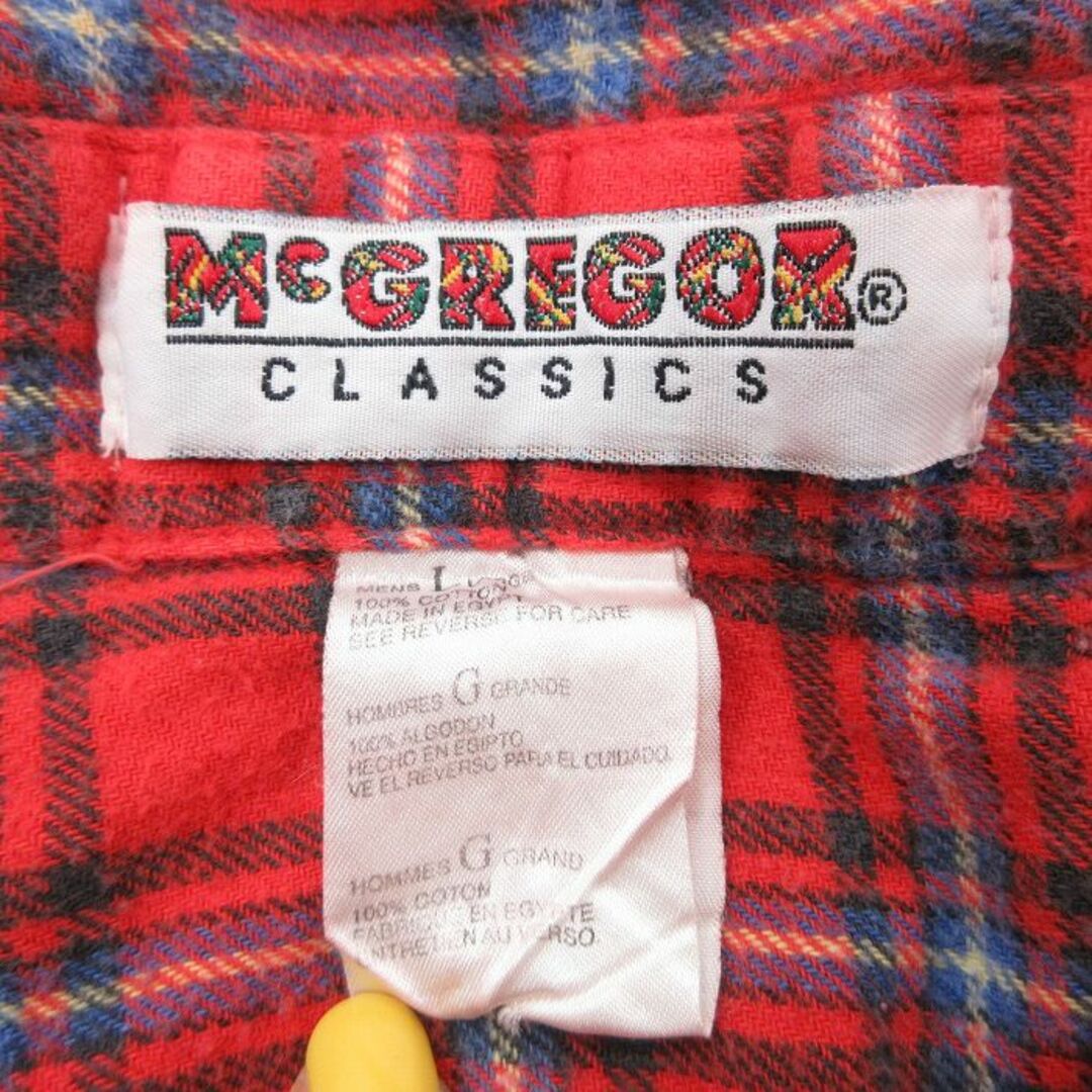 L★古着 マックレガー McGREGOR 長袖 フランネル シャツ メンズ 90年代 90s コットン ボタンダウン 赤他 レッド チェック 23feb24 中古 トップス メンズのトップス(シャツ)の商品写真