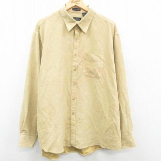 XL★古着 バンヒューセン 長袖 シャツ メンズ 大きいサイズ ベージュ カーキ 23feb03 中古 トップス(シャツ)