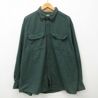 XL★古着 カベラス 長袖 シャツ メンズ 00年代 00s 大きいサイズ 濃緑 グリーン 23feb09 中古 トップス(シャツ)