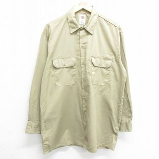 ディッキーズ(Dickies)のXL★古着 ディッキーズ Dickies 長袖 ワーク シャツ メンズ ベージュ系 カーキ 23feb28 中古 トップス(シャツ)