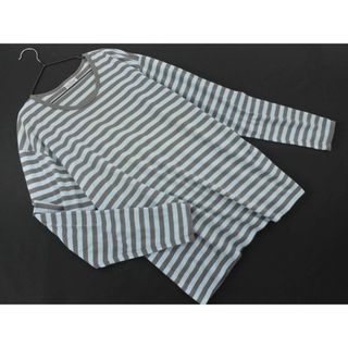 マリメッコ(marimekko)のマリメッコ ボーダー カットソー sizeサイズM/水色ｘグレー ■◇ レディース(カットソー(長袖/七分))