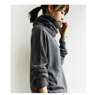 and it_ - 【アンドイット】タートルネックセーター   ロング丈 チャコール S～M