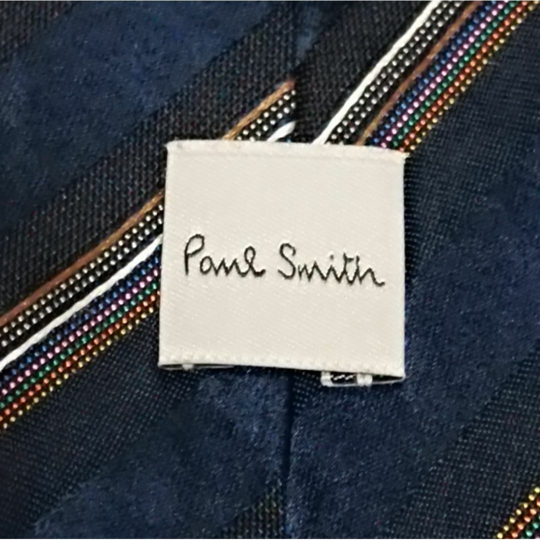 Paul Smith(ポールスミス)のポールスミス　ネクタイ　ストライプ・マルチカラー柄　ネイビー　絹　レギュラータイ メンズのファッション小物(ネクタイ)の商品写真