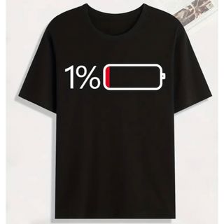 未使用　「Battery Low」メンズプリント　半袖Tシャツ　日本Lサイズ(Tシャツ/カットソー(半袖/袖なし))