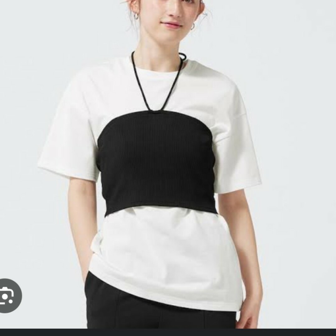 GU(ジーユー)の【美品】GU　リブビスチェセット　Tシャツ(半袖) レディースのトップス(Tシャツ(半袖/袖なし))の商品写真