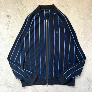 フレッドペリー(FRED PERRY)の【フレッドペリー】日本製サイズL カットソー素材 刺繍ロゴ ストライプ ブルゾン(その他)