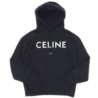 セリーヌ(celine)の【本物保証】 超美品 セリーヌ CELINE ロゴ by Hedi slimane フーディー パーカー トップス コットン ブラック 黒 S メンズ(パーカー)