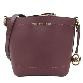 マイケルコース(Michael Kors)の【本物保証】 新品同様 マイケルコース MICHAEL KORS ヒョウ柄 豹柄 巾着 斜め掛け ショルダーバッグ 2WAYバッグ レザー ボルドー(ショルダーバッグ)