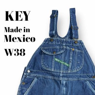 メキシコ製　KEY　デニムオーバーオール　ペインター　古着　ブルー　W38(その他)