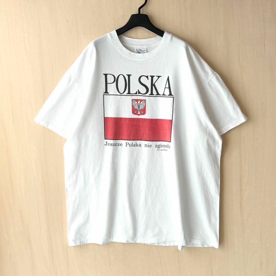 VINTAGE(ヴィンテージ)の90s USA製古着　ヴィンテージ　Tシャツ　ポーランド　国章　国旗　国家 メンズのトップス(Tシャツ/カットソー(半袖/袖なし))の商品写真