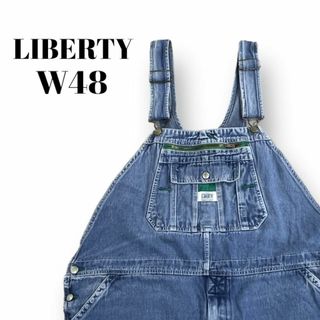 リバティ(LIBERTY.)の希少サイズ　LIBERTY　デニムオーバーオール　古着　ライトブルー　W48(その他)