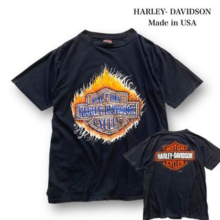 ハーレーダビッドソン(Harley Davidson)の【HARLEY】ハーレーダビットソン USA製 シングルステッチ Tシャツ 黒(Tシャツ/カットソー(半袖/袖なし))