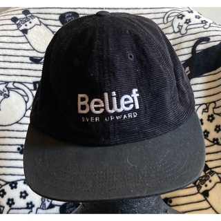 ビリーフ(BELIEF)のヴィンテージキャップ[Belief ビリーフ]MADE in USA黒帽子CAP(キャップ)