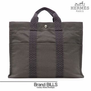 エルメス(Hermes)の未使用品・訳アリ エルメス エールライン トートMM トートバッグ ビジネスバッグ 100951M ナイロンキャンバス グレー シルバー金具 通勤 通学(トートバッグ)