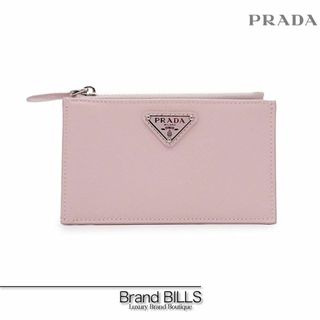 PRADA - 未使用品 プラダ サフィアーノ トライアングル カードケース コインケース 1MC086 ピンク シルバー金具 レディース