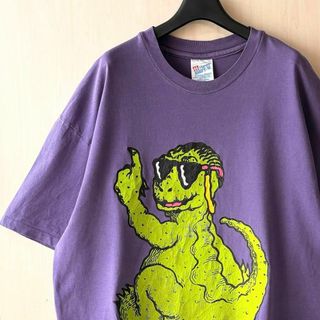 ヘインズ(Hanes)の90s USA製古着　ヴィンテージ　キャラTシャツ　イグアナ　パリピ　イラスト(Tシャツ/カットソー(半袖/袖なし))