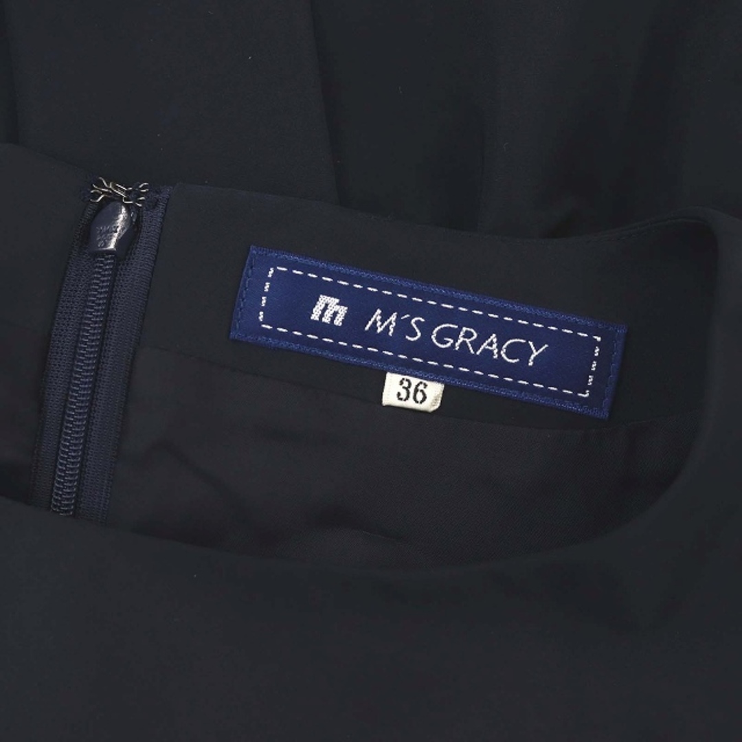 M'S GRACY(エムズグレイシー)のエムズグレイシー ティアード ワンピース ひざ丈 七分袖 36 紺 レディースのワンピース(ひざ丈ワンピース)の商品写真
