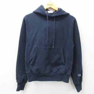 チャンピオン(Champion)の古着 長袖 チャンピオン champion リバースウィーブ スウェット パーカー レディース 無地 紺 ネイビー 23mar14 中古 スエット トレーナー トップス(パーカー)