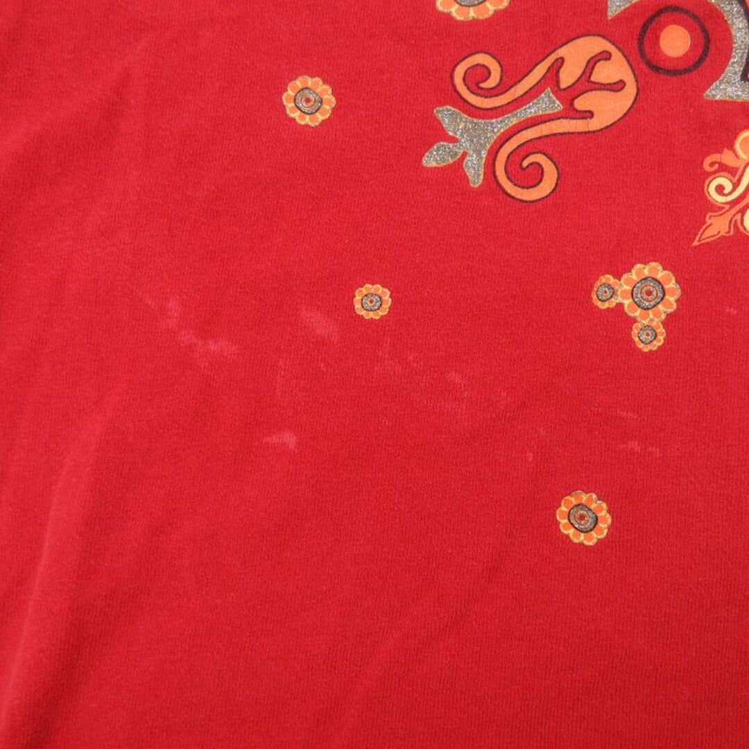 Disney(ディズニー)の古着 半袖 ビンテージ Tシャツ レディース 90年代 90s ディズニー DISNEY ミッキー MICKEY MOUSE ラメ コットン クルーネック 赤 レッド 23mar15 中古 レディースのワンピース(ミニワンピース)の商品写真