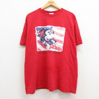 ディズニー(Disney)の古着 半袖 ビンテージ Tシャツ レディース 00年代 00s ディズニー DISNEY ミニー 大きいサイズ コットン クルーネック 赤 レッド 23mar15 中古(ミニワンピース)